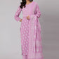 Palazzo Salwar Suit Cotton Purple Print Salwar Kameez