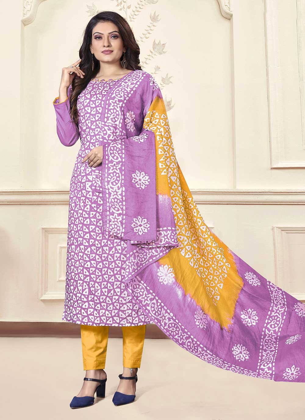 Salwar Suit Cotton Purple Print Salwar Kameez