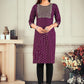 Party Wear Kurti Rayon Purple Embroidered Kurtis