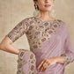 Classic Satin Silk Purple Embroidered Saree