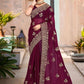 Trendy Saree Shimmer Silk Purple Embroidered Saree