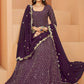 Anarkali Suit Faux Georgette Purple Embroidered Salwar Kameez