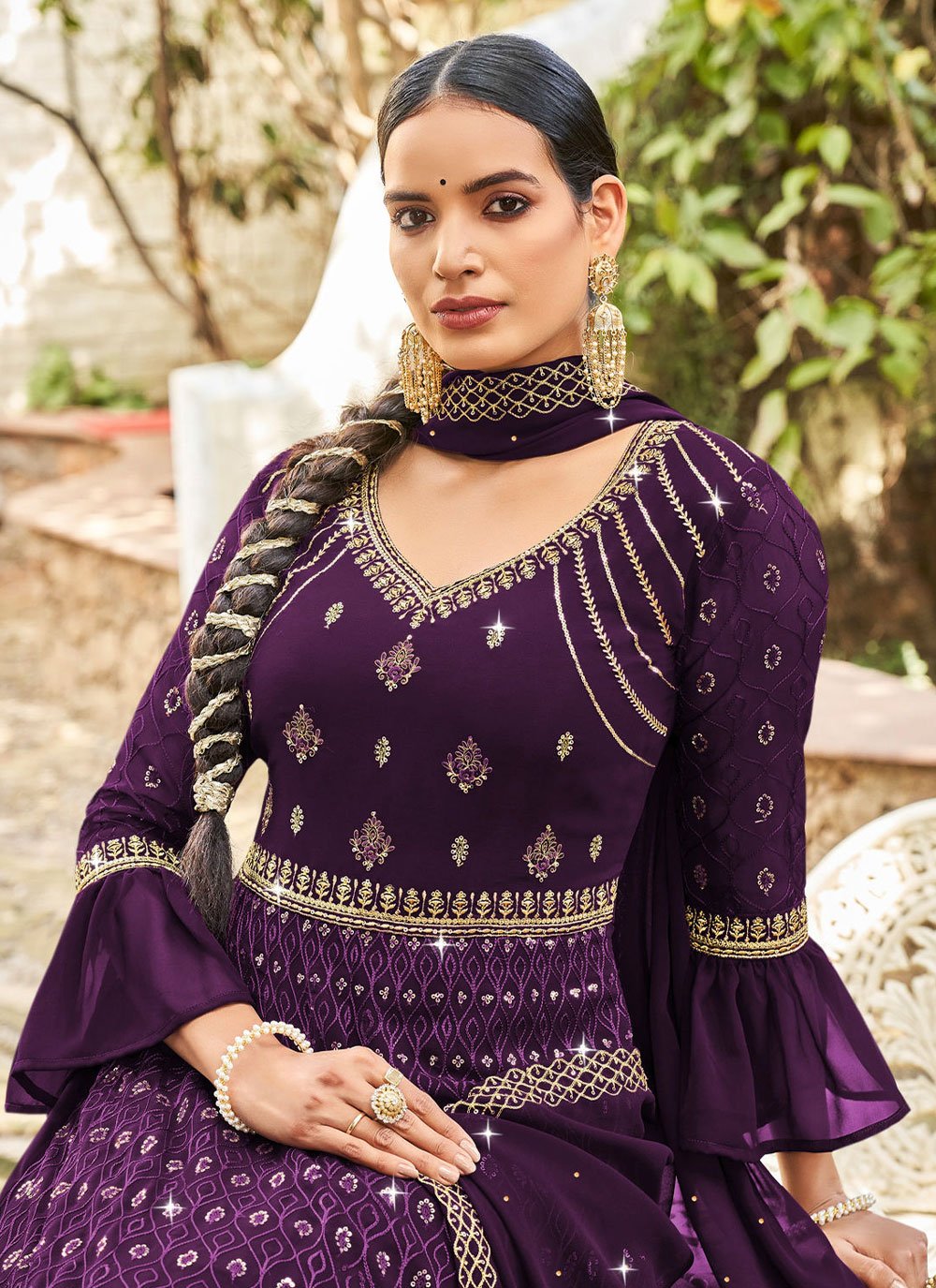 Salwar Suit Georgette Purple Diamond Salwar Kameez