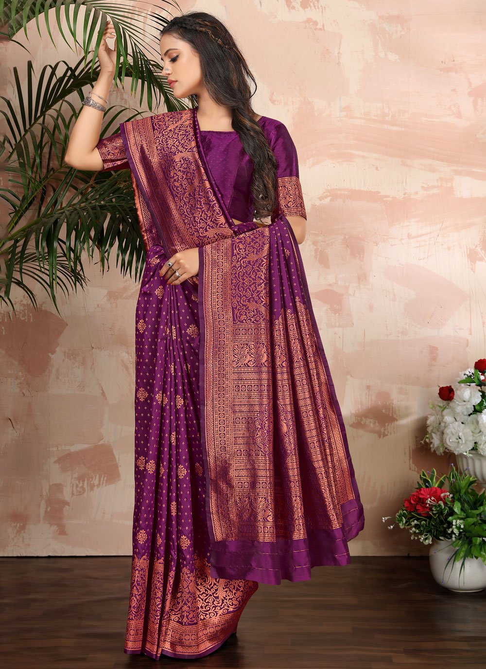 Trendy Saree Banarasi Silk Purple Weaving Saree