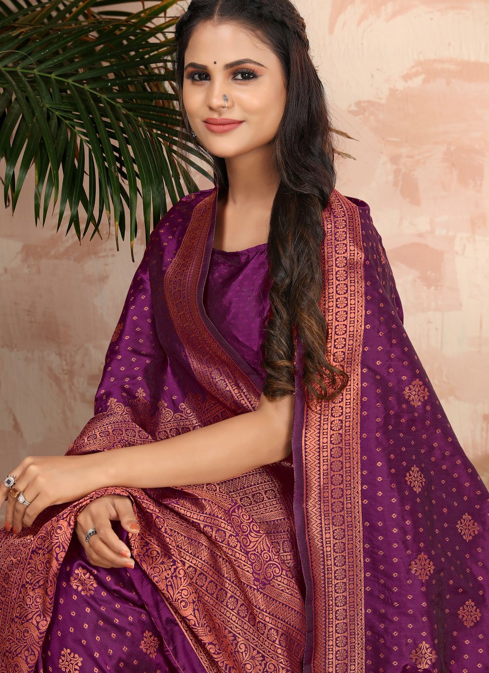 Trendy Saree Banarasi Silk Purple Weaving Saree