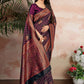 Trendy Saree Satin Silk Purple Woven Saree