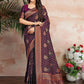 Trendy Saree Satin Silk Purple Woven Saree