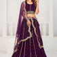 A Line Lehenga Georgette Viscose Purple Embroidered Lehenga Choli