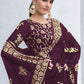 Contemporary Shimmer Georgette Purple Sequins Saree