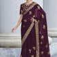 Contemporary Shimmer Georgette Purple Sequins Saree