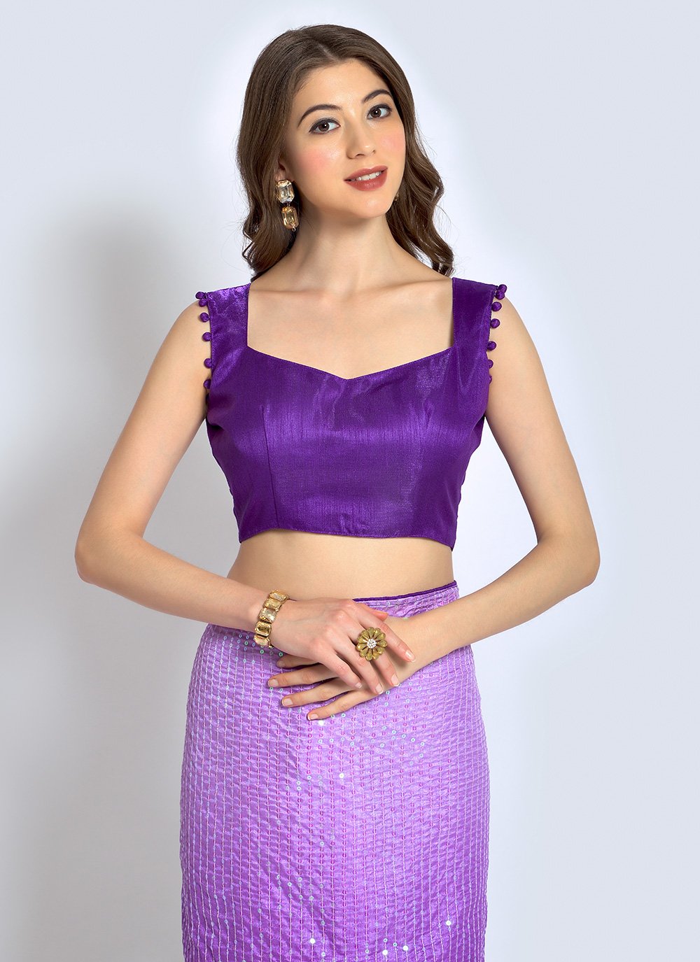 Shaded Saree Georgette Purple Sequins Saree