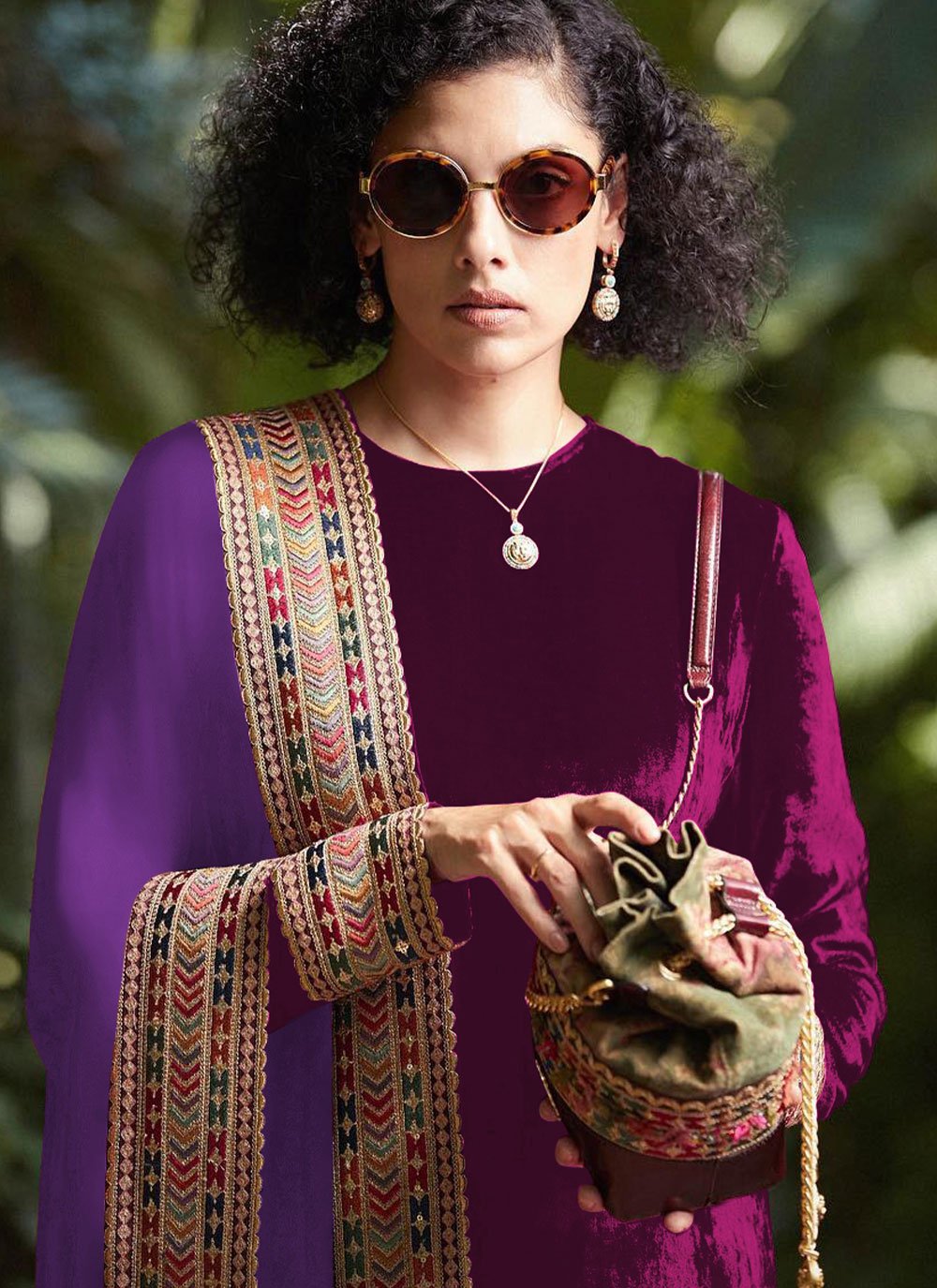 Trendy Suit Velvet Purple Embroidered Salwar Kameez