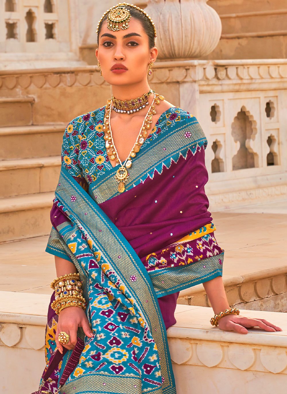 Contemporary Silk Purple Hand Work Saree