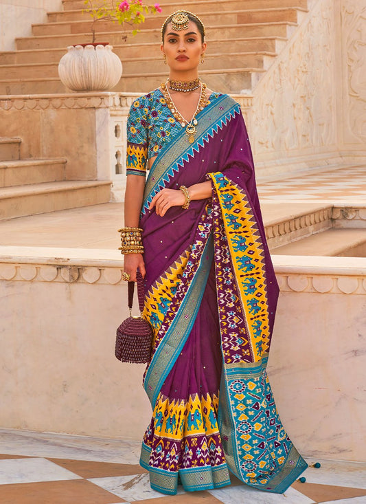 Contemporary Silk Purple Hand Work Saree