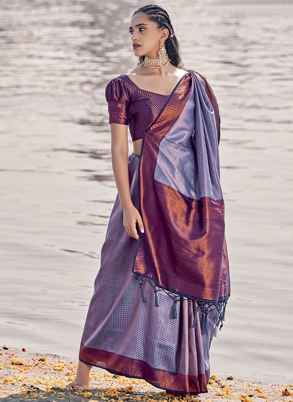 Classic Silk Purple Weaving Saree