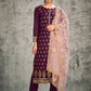 Salwar Suit Organza Silk Purple Hand Work Salwar Kameez