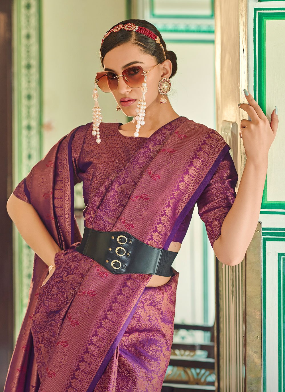 Classic Silk Purple Weaving Saree