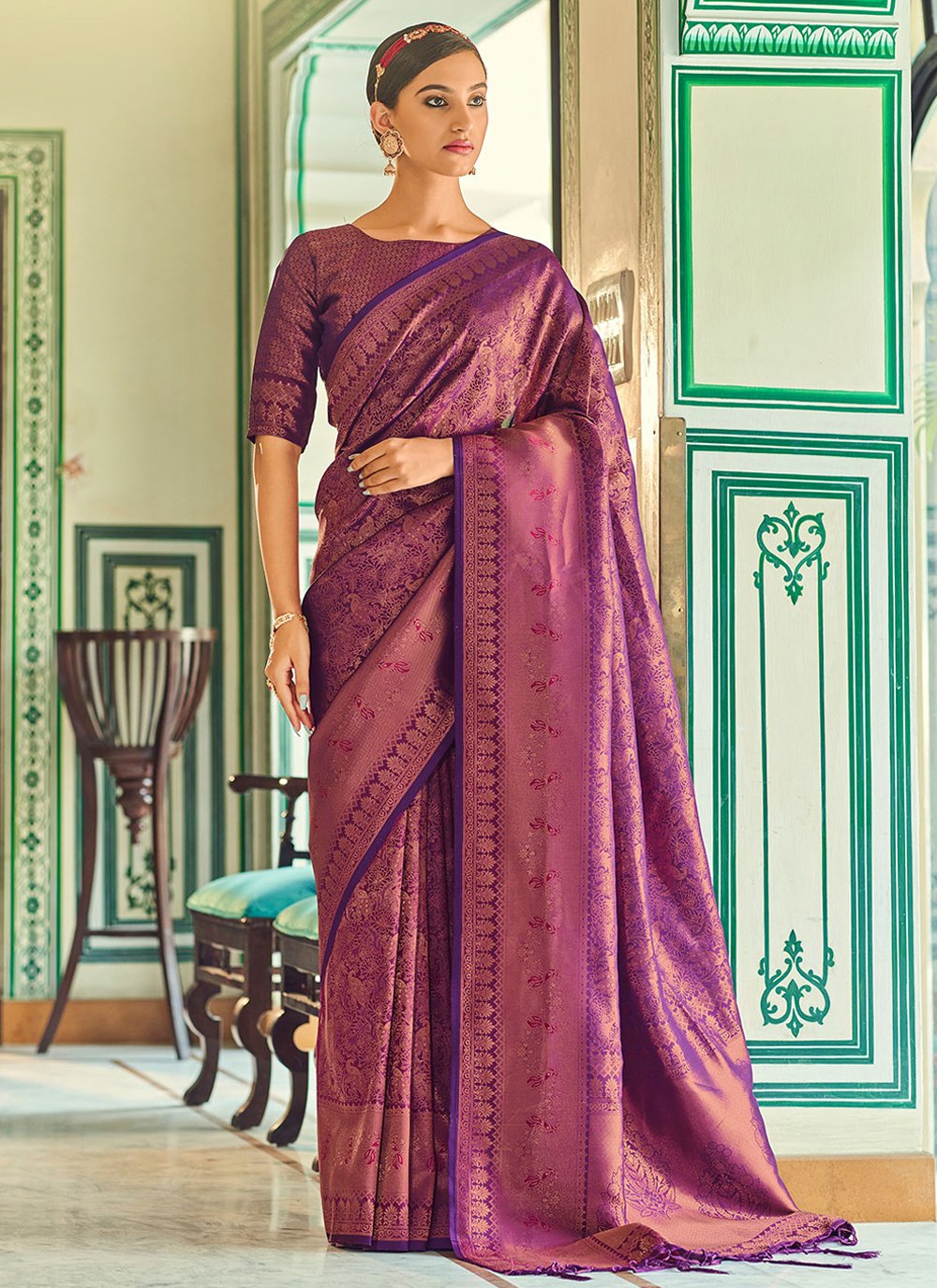 Classic Silk Purple Weaving Saree