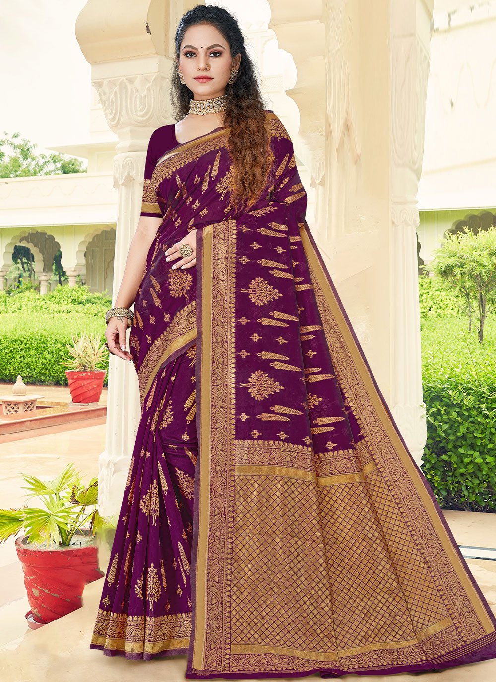 Trendy Saree Silk Purple Zari Saree