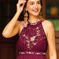 Gown Georgette Purple Embroidered Gown