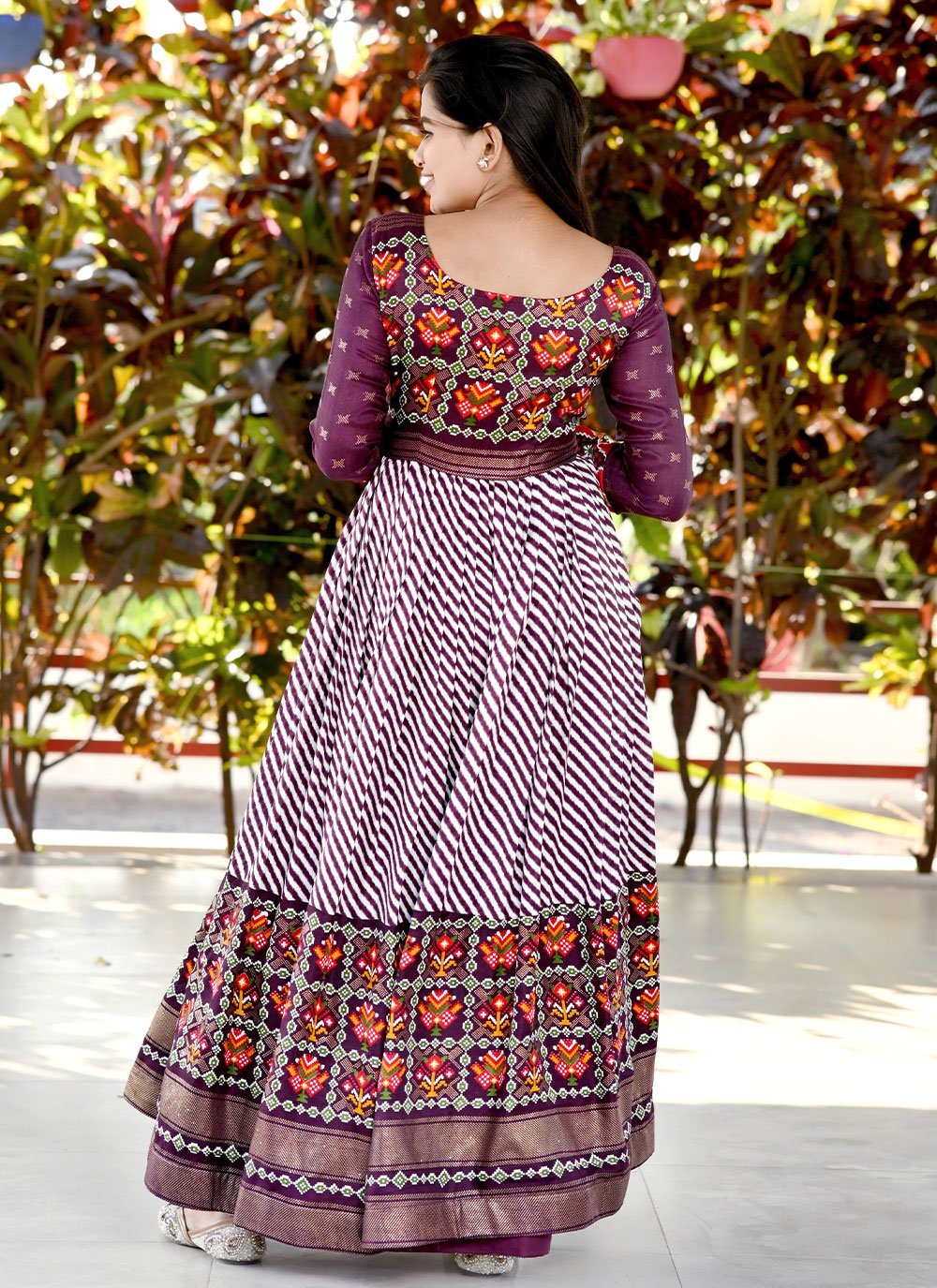 Gown Pashnima Silk Purple Foil Print Gown