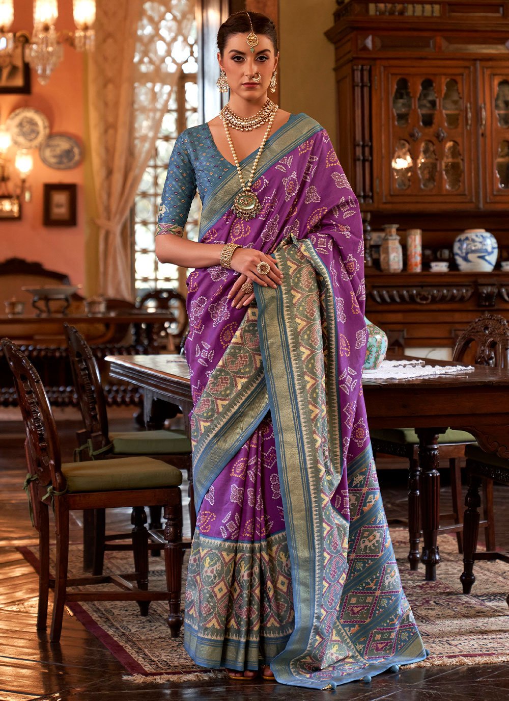 Contemporary Tussar Silk Purple Digital Print Saree