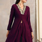 Casual Kurti Velvet Purple Embroidered Kurtis