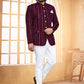 Jodhpuri Suit Velvet Purple Embroidered Mens