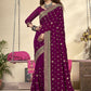 Contemporary Vichitra Silk Purple Diamond Saree