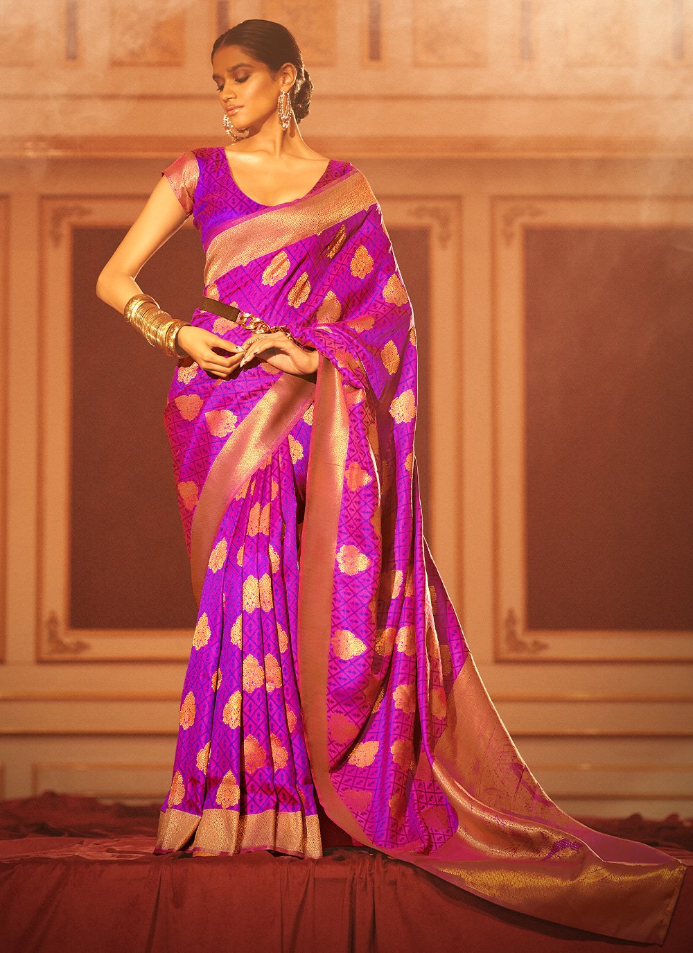 Classic Handloom Silk Purple Weaving Saree