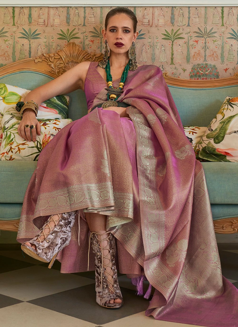 Classic Handloom Silk Purple Weaving Saree