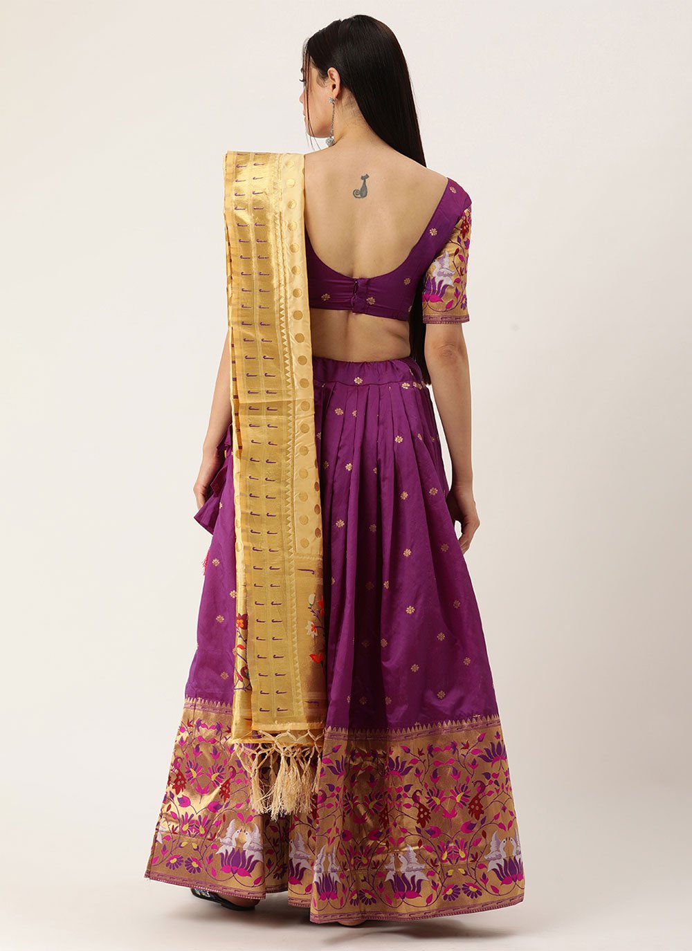 A Line Lehenga Jacquard Purple Weaving Lehenga Choli