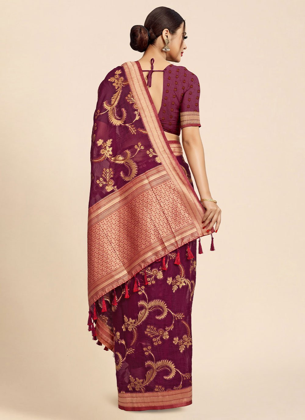 Classic Organza Viscose Purple Weaving Saree