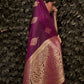Trendy Saree Satin Silk Purple Weaving Saree