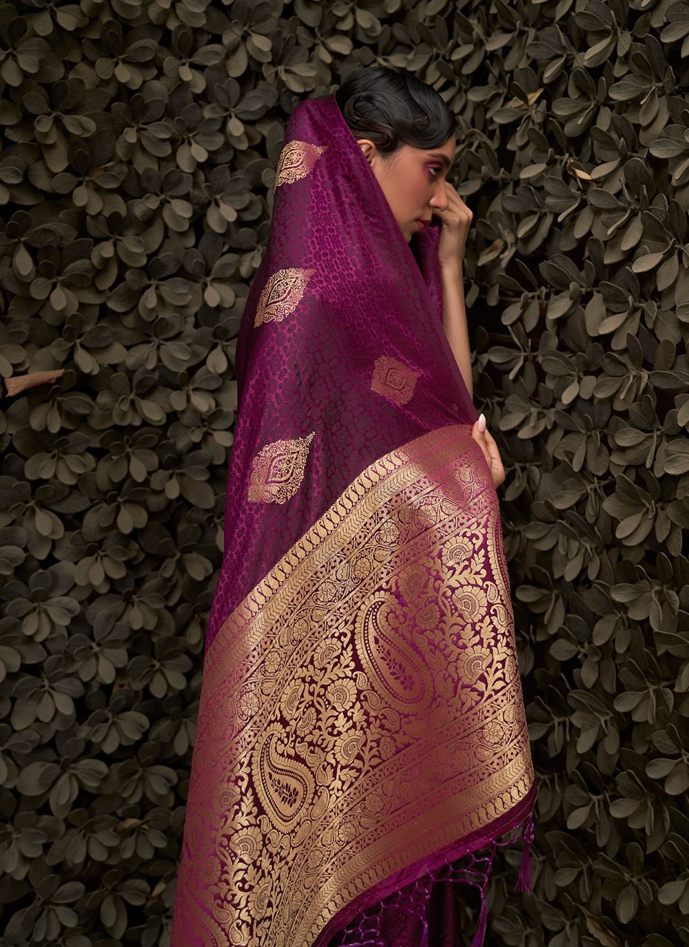 Trendy Saree Satin Silk Purple Weaving Saree