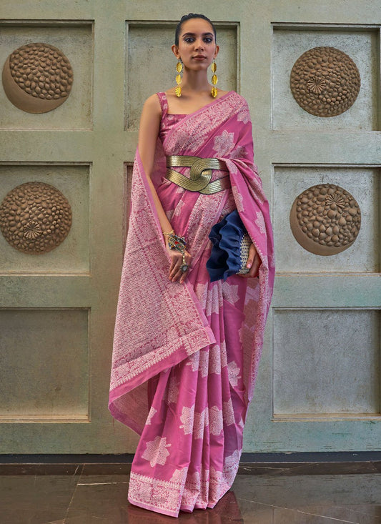 Classic Lucknowi Purple Chikankari Work Saree