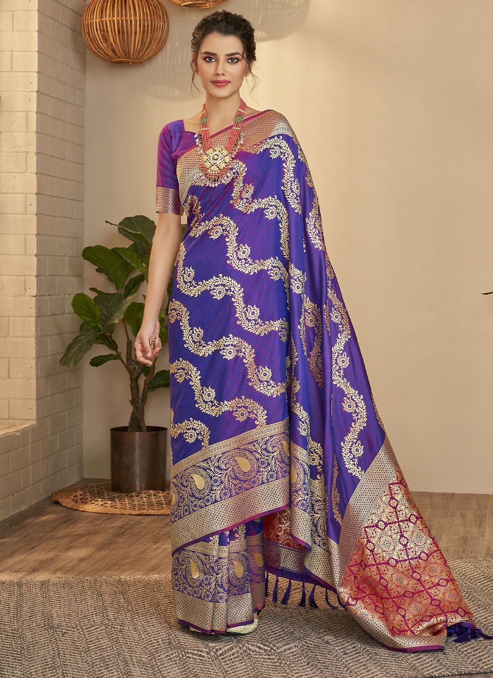 Contemporary Silk Purple Weaving Saree