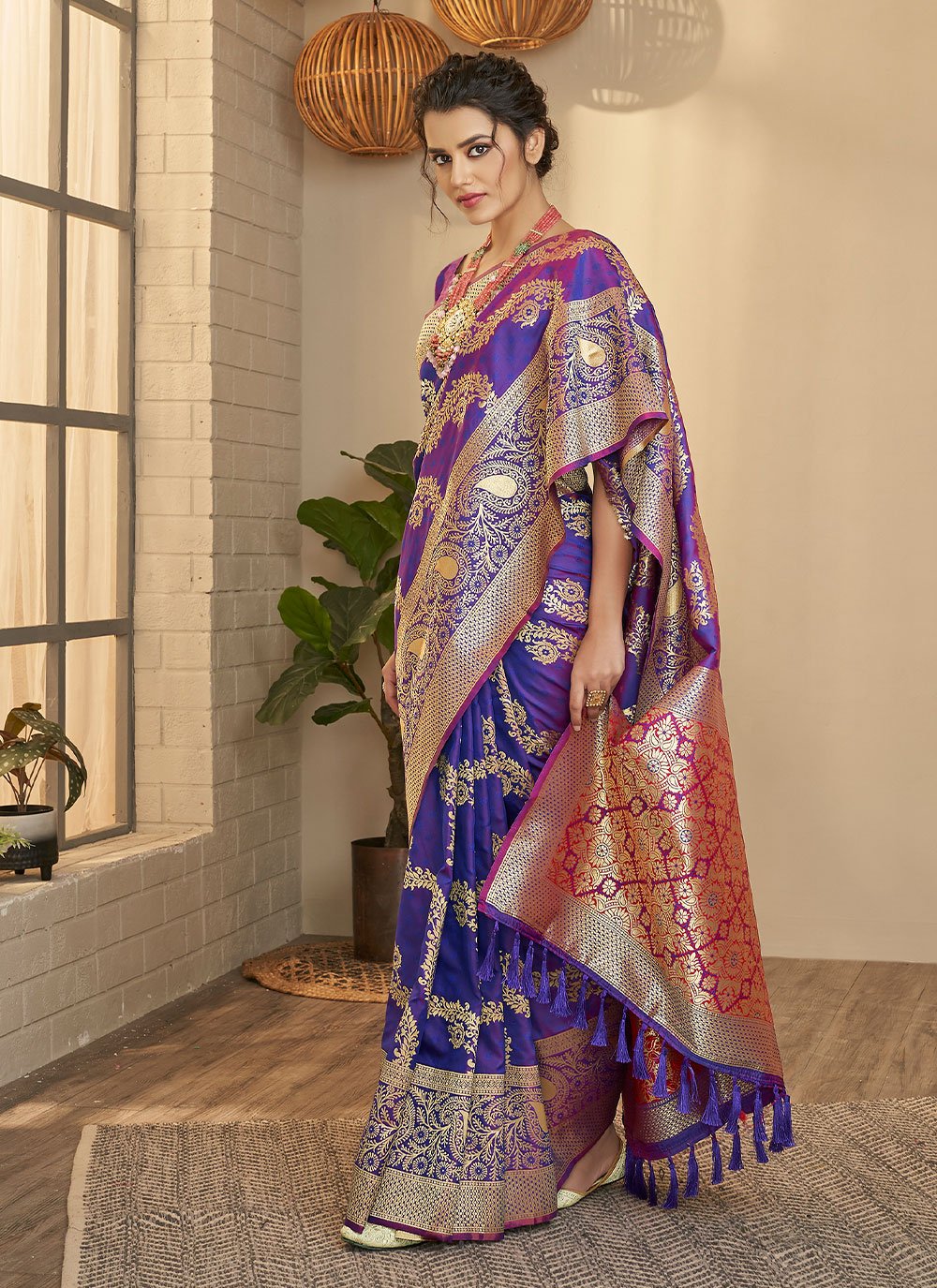 Contemporary Silk Purple Weaving Saree