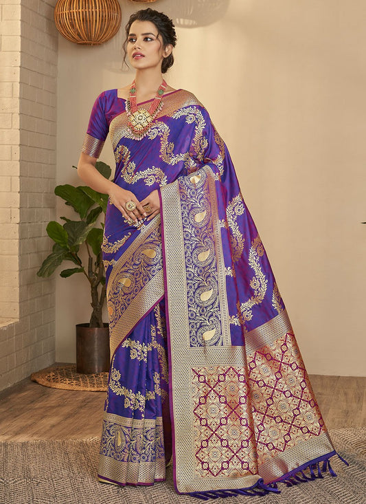 Contemporary Silk Purple Weaving Saree