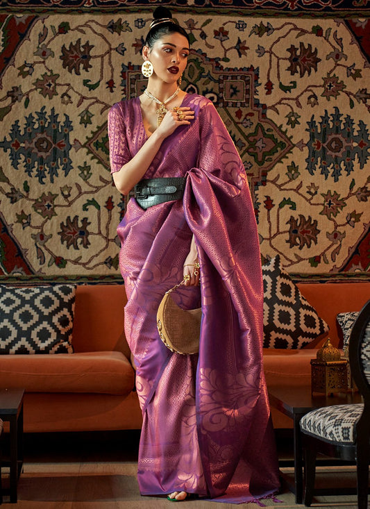 Traditional Saree Silk Purple Weaving Saree