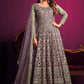 Anarkali Suit Net Purple Embroidered Salwar Kameez