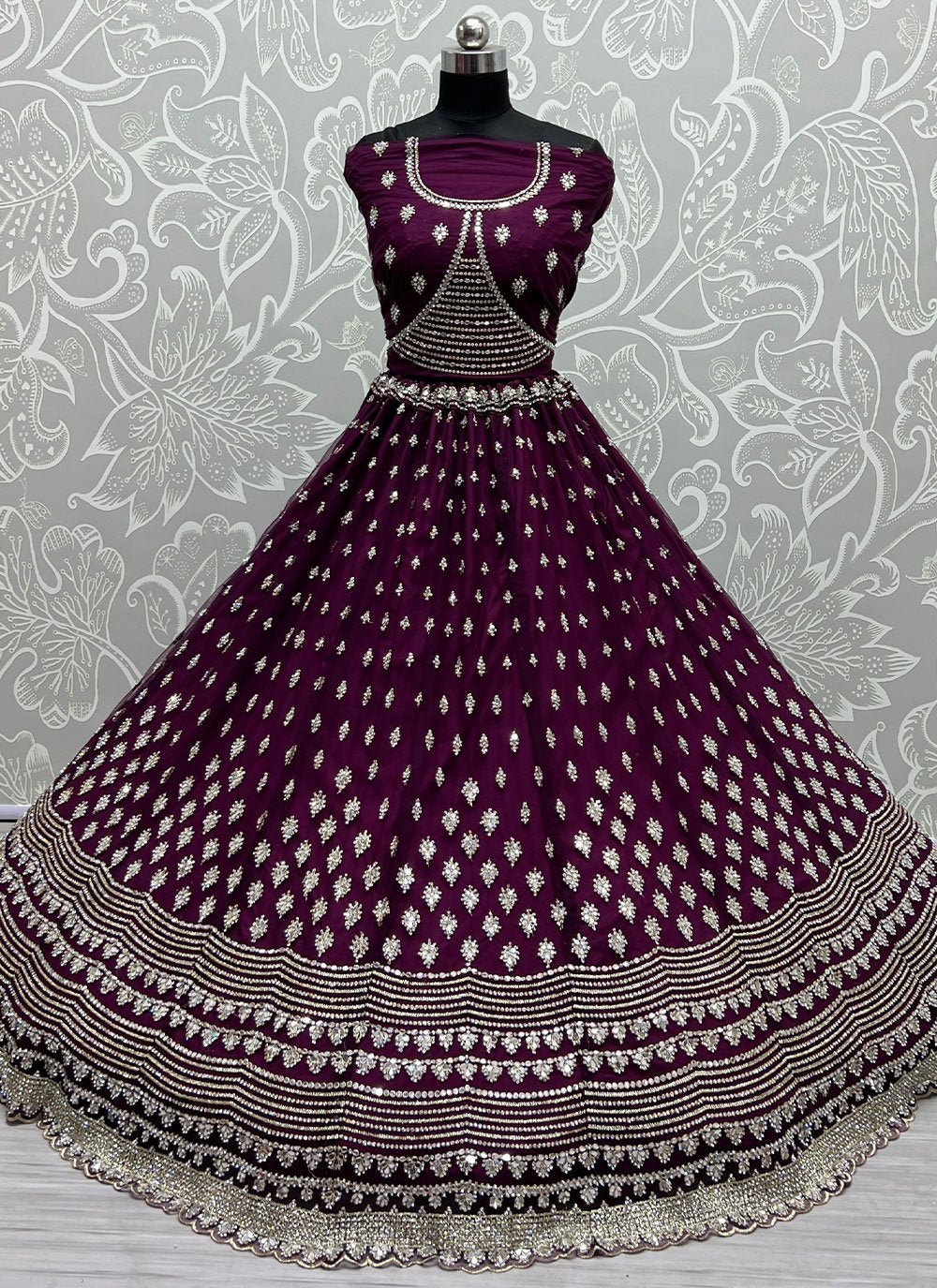 Lehenga Choli Net Purple Diamond Lehenga Choli