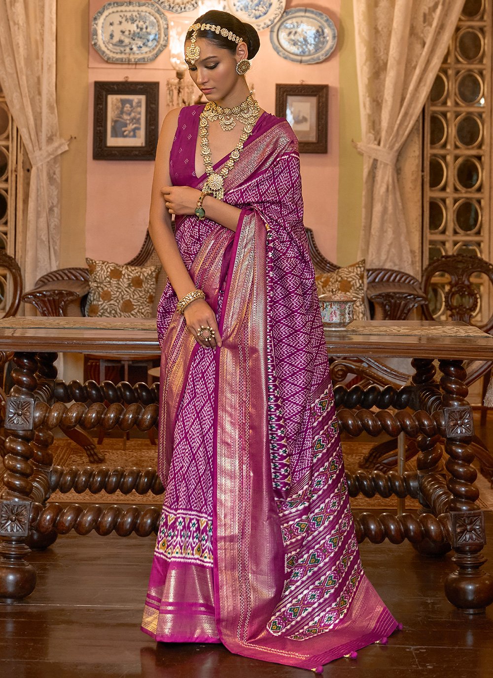 Trendy Saree Patola Silk Purple Print Saree