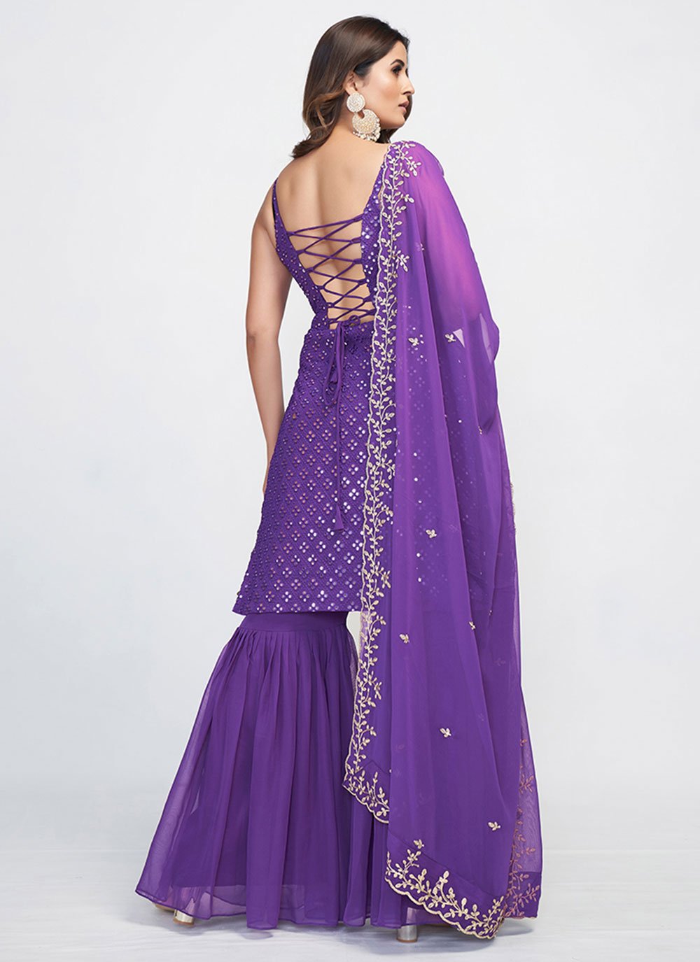 Salwar Suit Georgette Purple Sequins Salwar Kameez