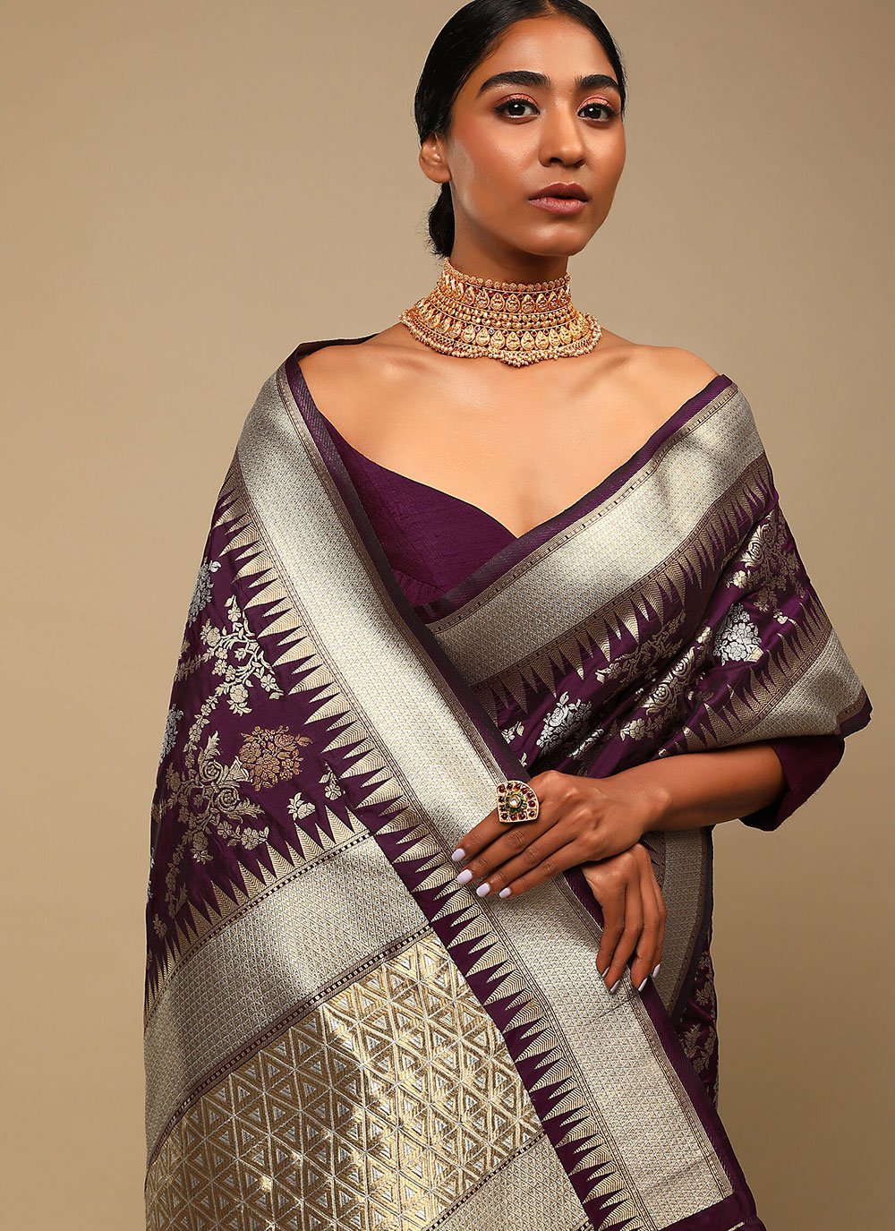 Classic Art Banarasi Silk Purple Woven Saree