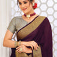 Classic Organza Silk Purple Patch Border Saree