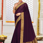 Classic Organza Silk Purple Patch Border Saree