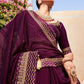 Trendy Saree Chiffon Purple Swarovski Saree