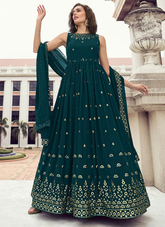 Gown Georgette Rama Embroidered Gown