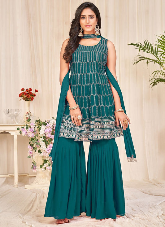 Trendy Suit Georgette Rama Embroidered Salwar Kameez